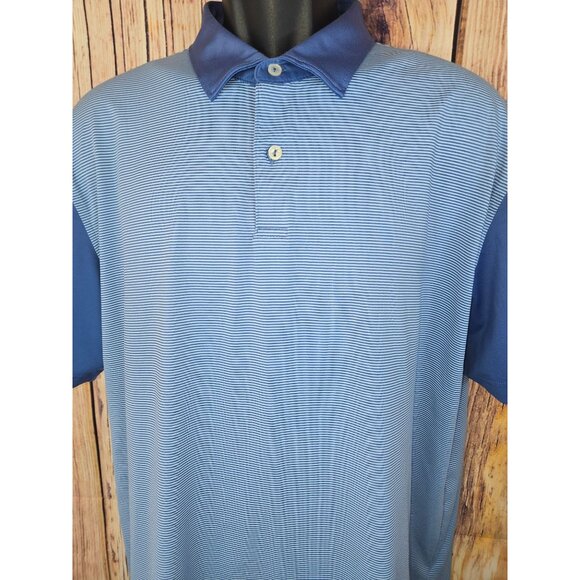 Peter Millar Crown Crafted Mens Striped Polo Large Blue - Picture 3 of 8